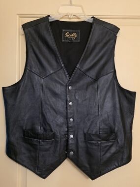 Scully Black Leather Men's Vested Button Front